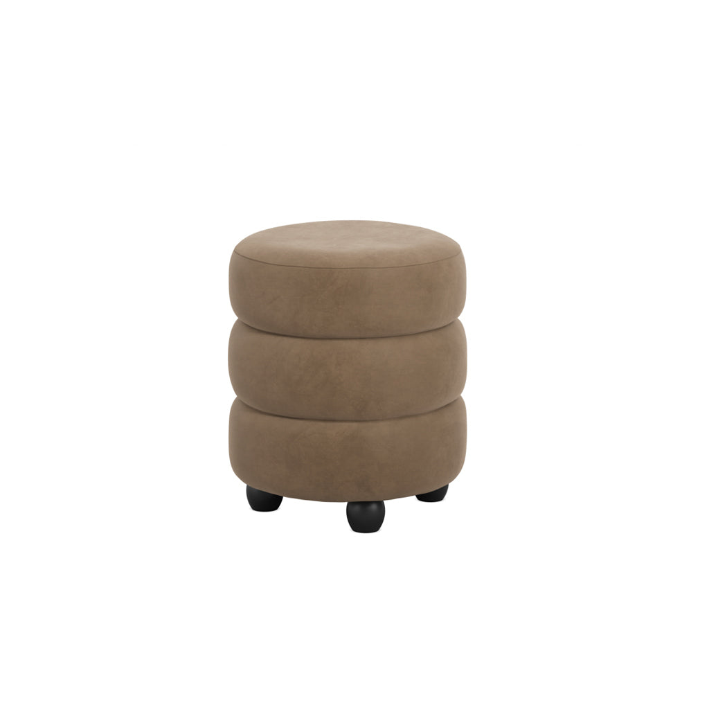 Mole Upholstered Pouffe with black wooden feet