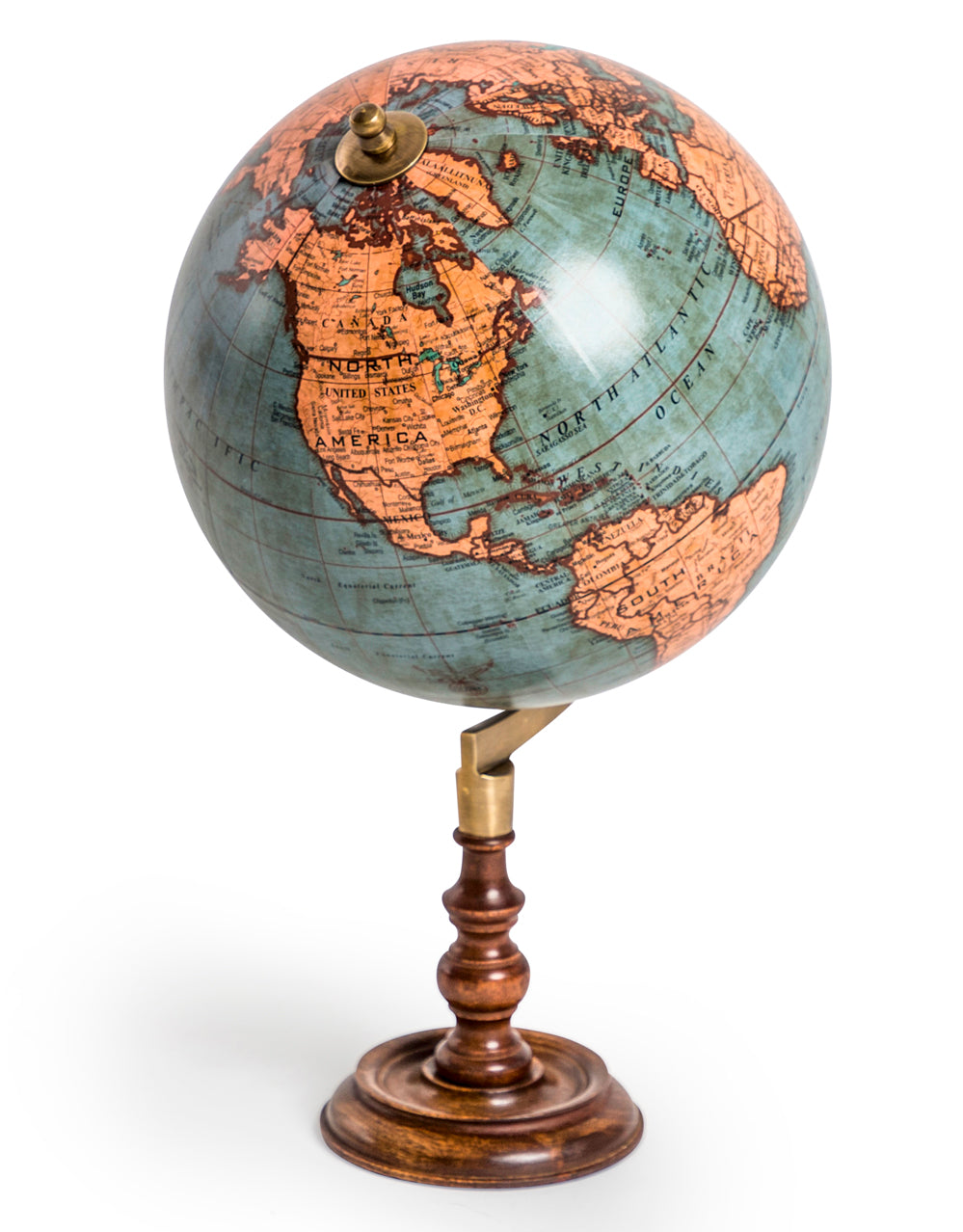 Antique Globe on Brass & Wood Stand