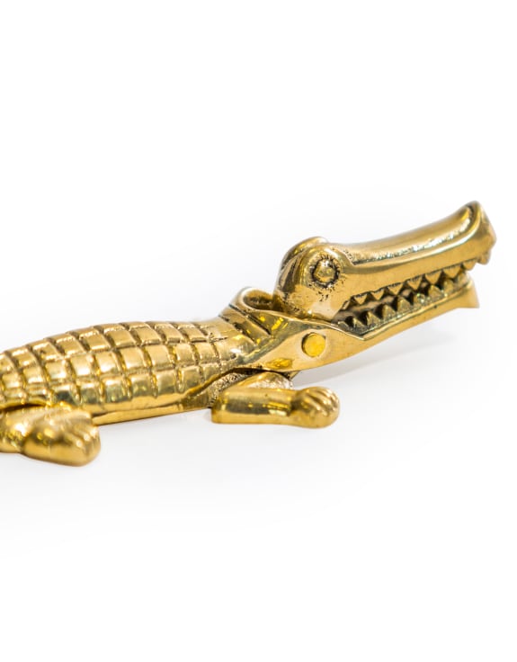 Polished Brass Crocodile Nutcracker