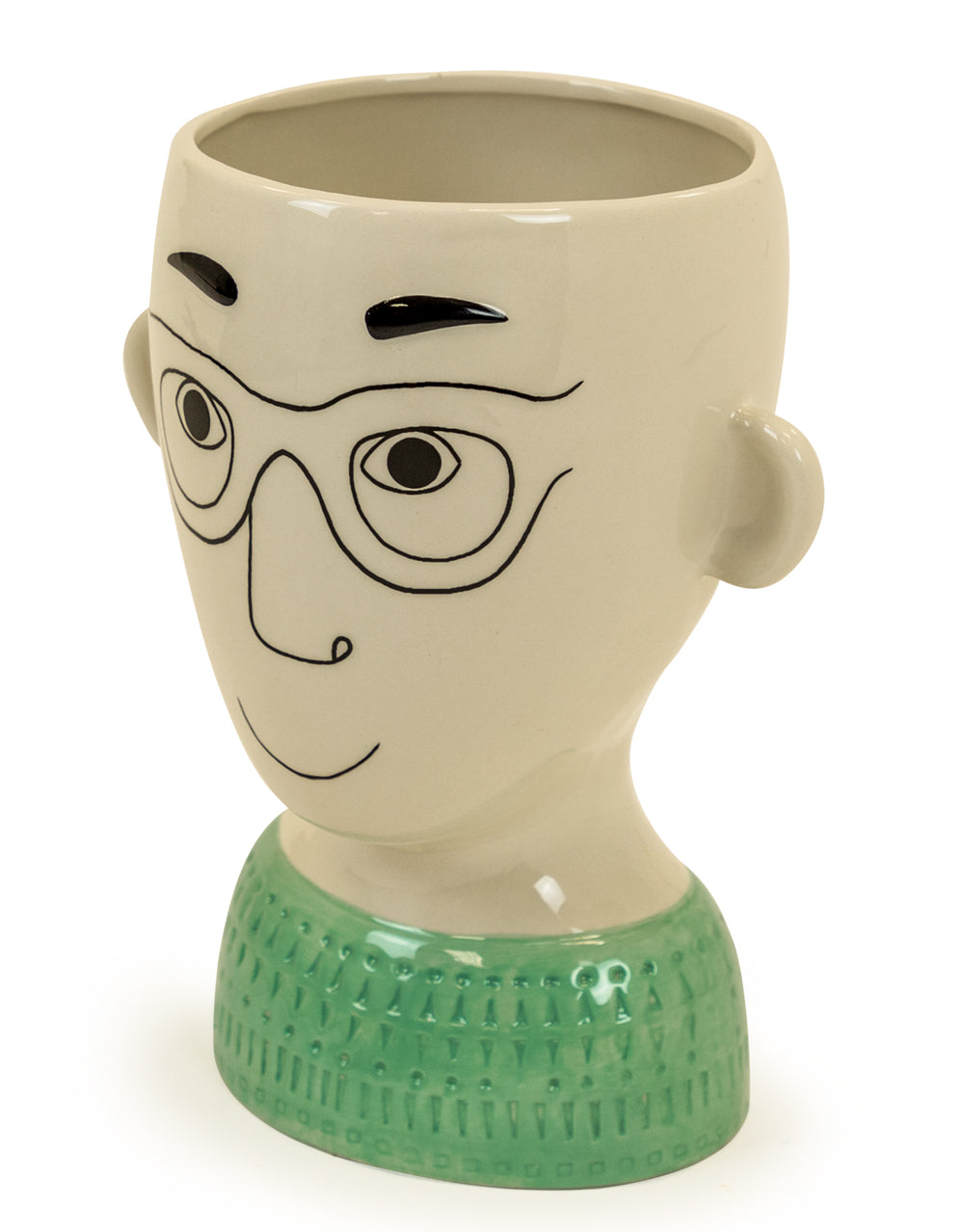 Ceramic Doodle Glasses Man's Face Vase