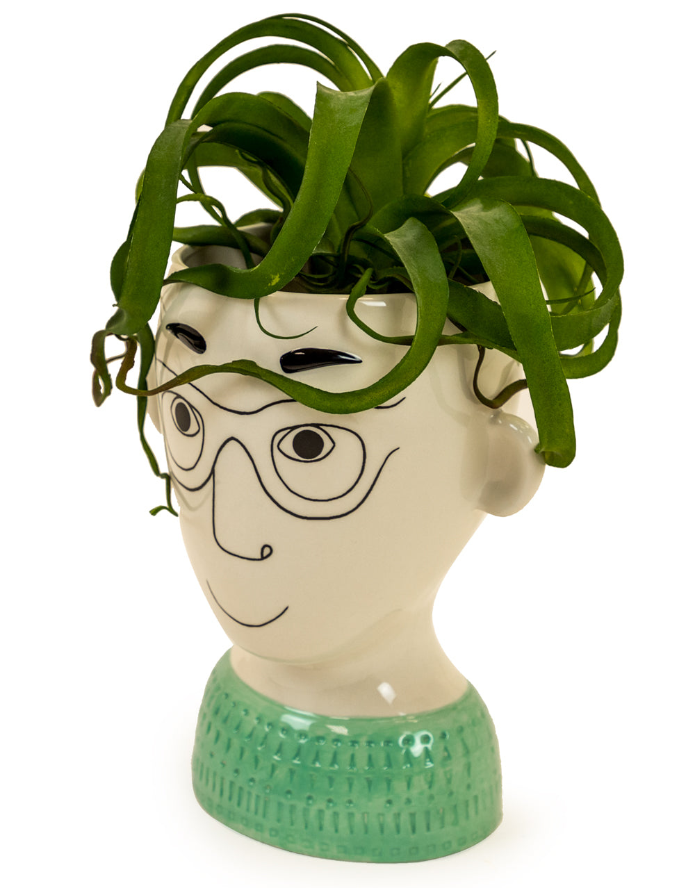 Ceramic Doodle Glasses Man's Face Vase