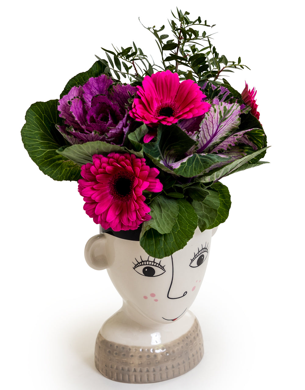 Ceramic Doodle Freckles Woman's Face Vase