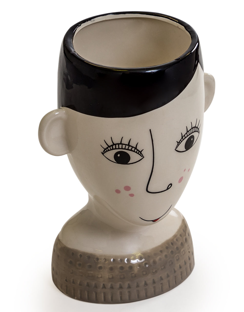 Ceramic Doodle Freckles Woman's Face Vase