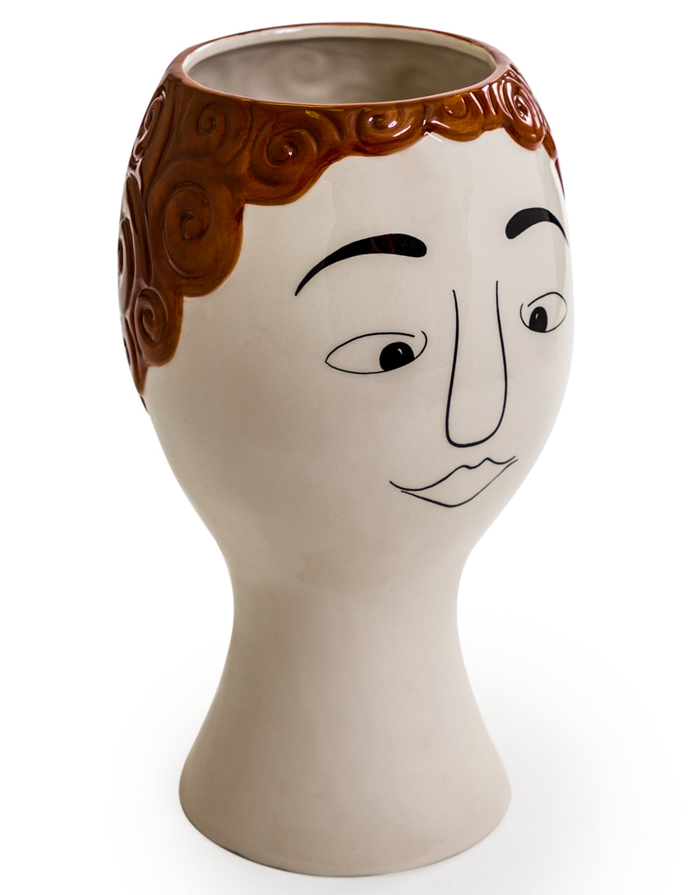 Ceramic Doodle Redhead Man's Face Vase