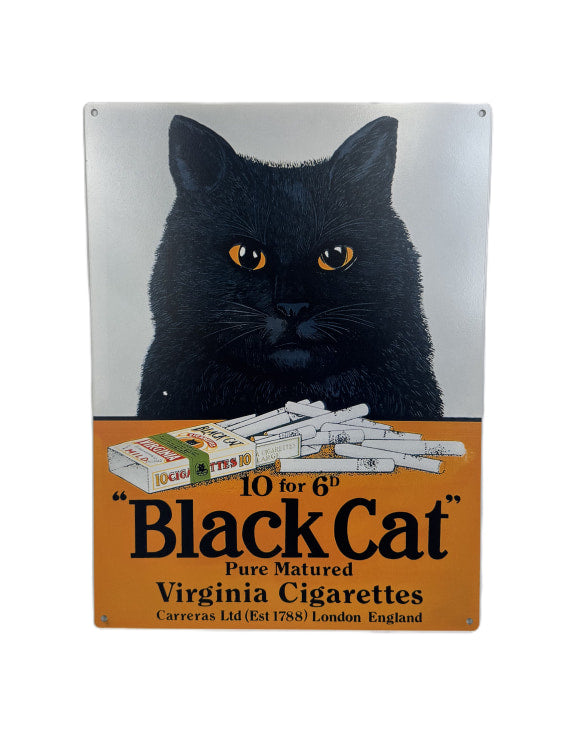 "Black Cat Cigarettes" Small Retro Metal Wall Sign