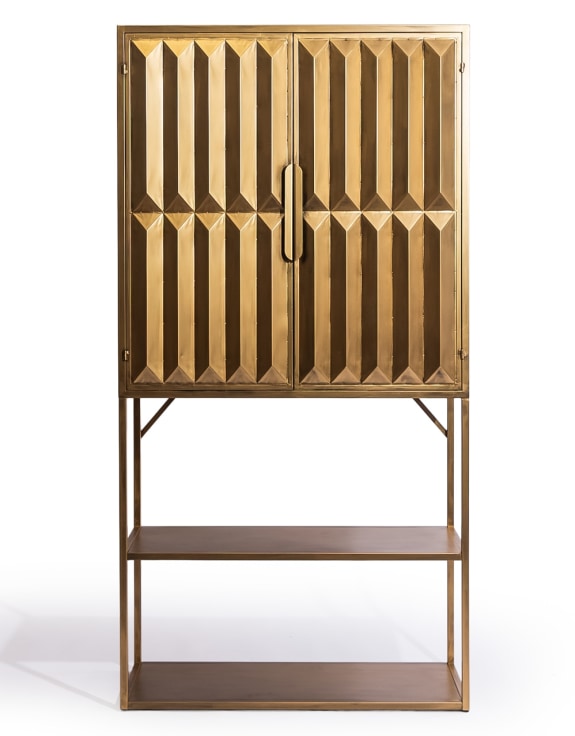 Gold cabinet with geometric design