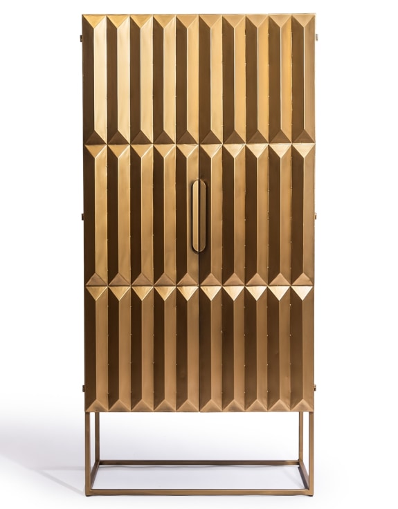 Gold geometric-patterned cabinet 