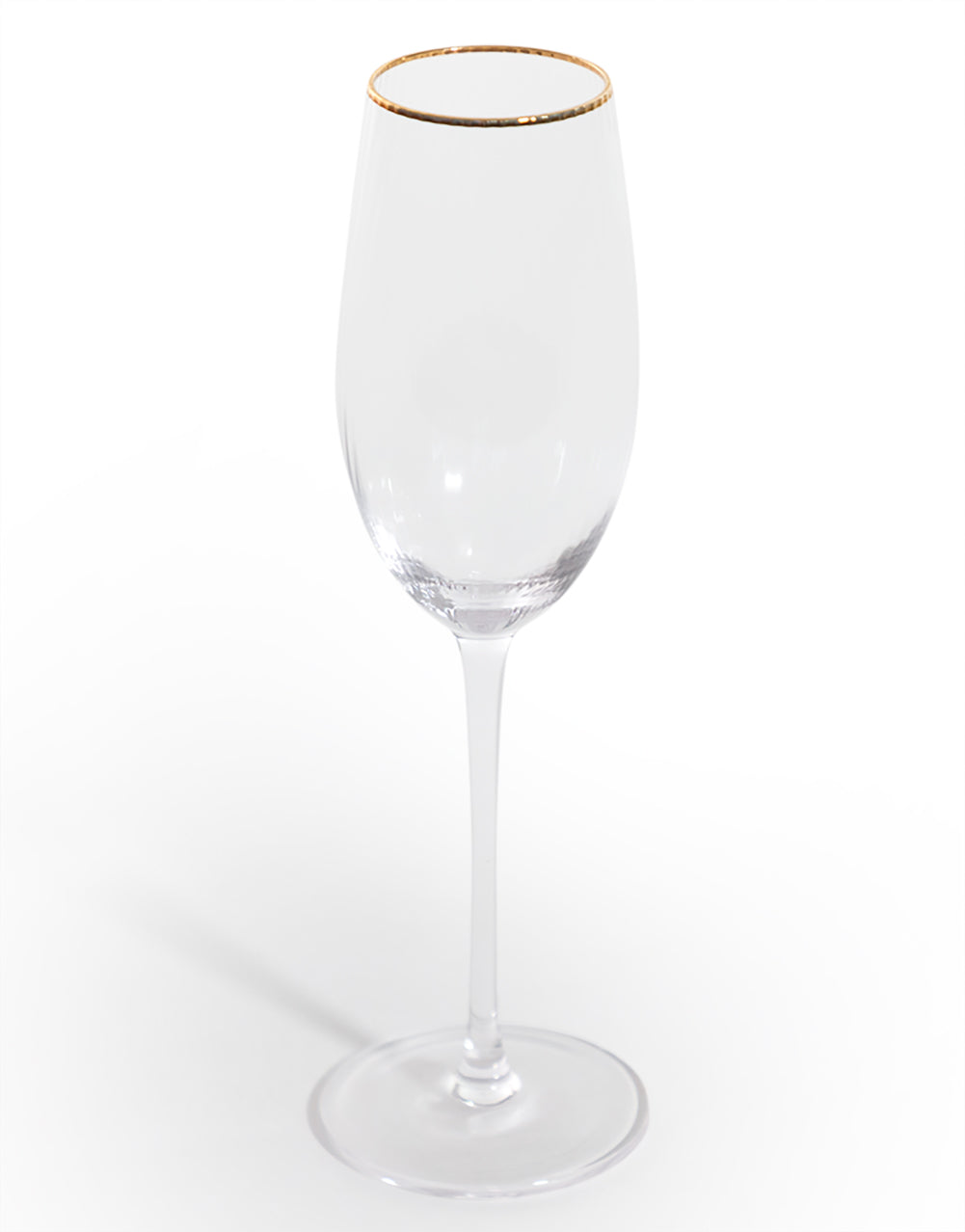Set of 6 Large Traditional Champagne Flutes with Gold Rims
