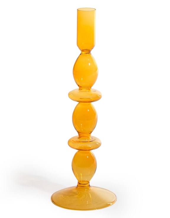 Amber Glass Candle Holder