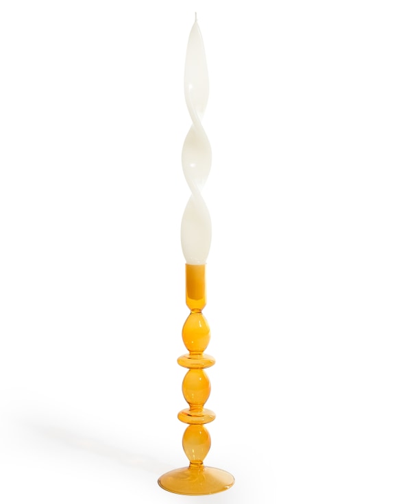 Amber Glass Candle Holder