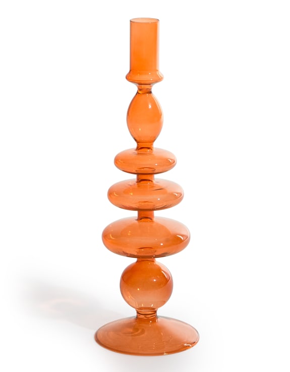 Burnt Orange Glass Candle Holder