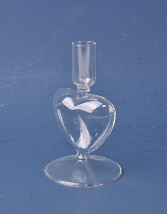 Clear Glass Heart Candle Holder