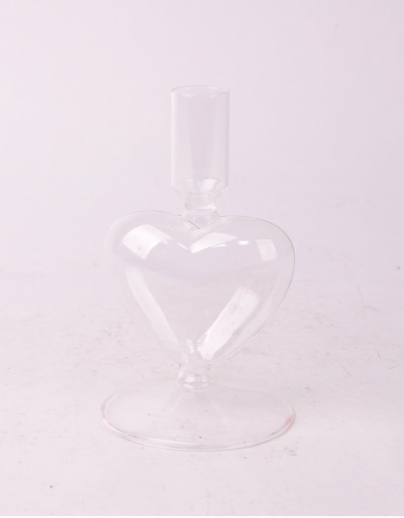 Clear Glass Heart Candle Holder