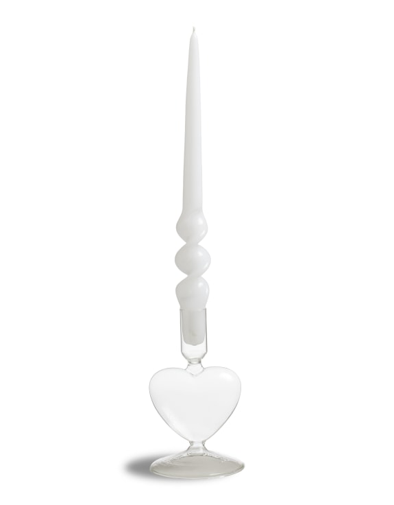 Clear Glass Heart Candle Holder