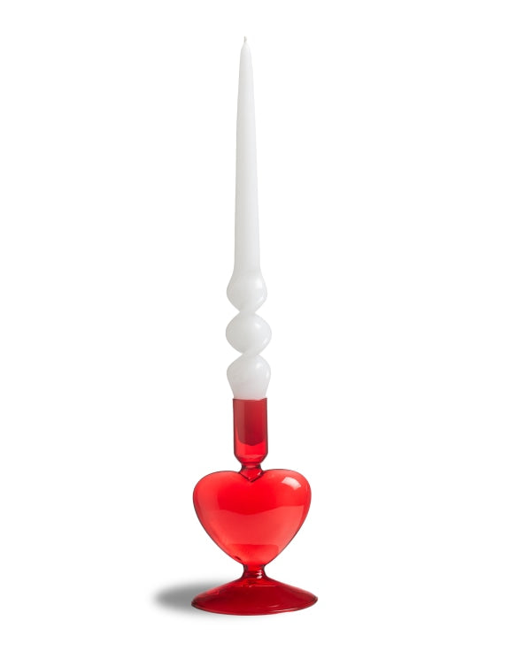 Red Glass Heart Candle Holder