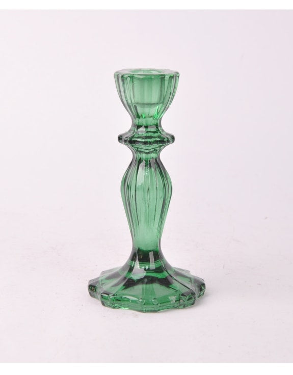 Set of 6 Green Classic Glass Candle Holders