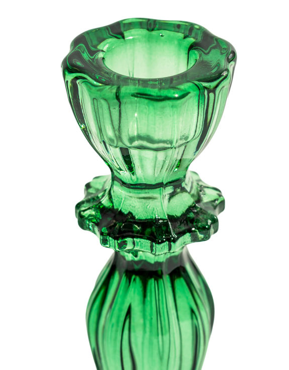 Set of 6 Green Classic Glass Candle Holders