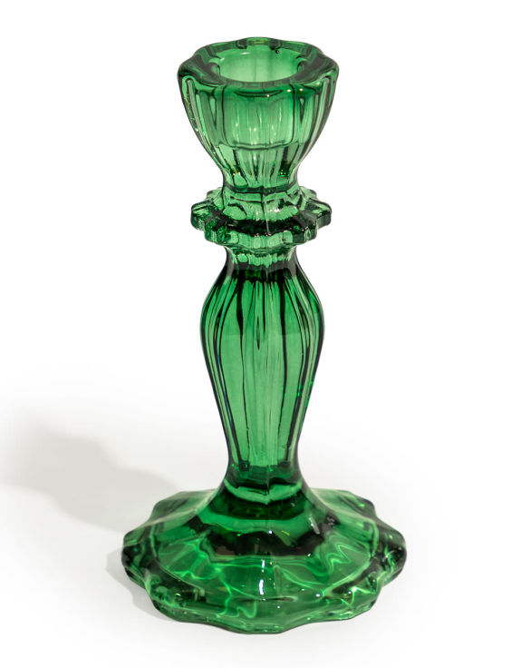 Set of 6 Green Classic Glass Candle Holders