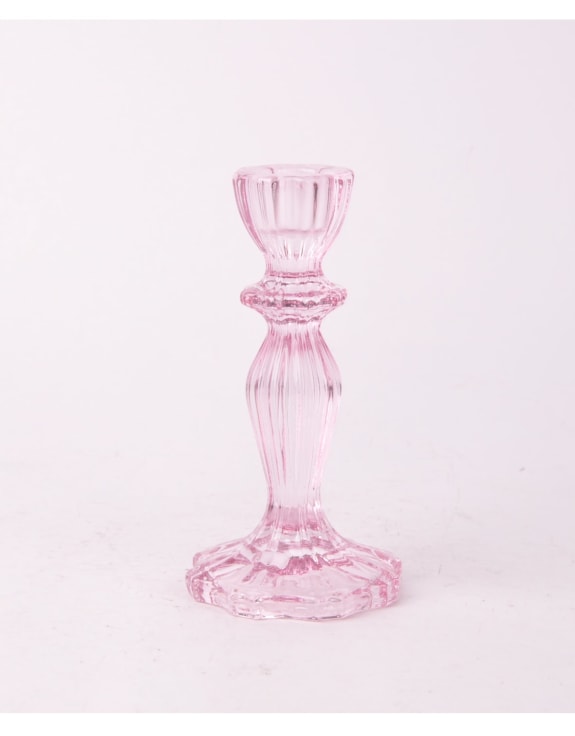 Set of 6 Pink Classic Glass Candle Holders