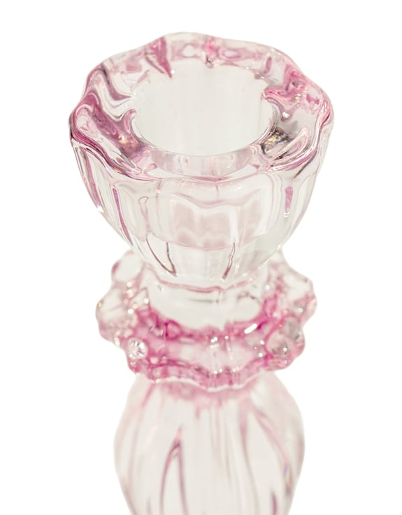 Set of 6 Pink Classic Glass Candle Holders