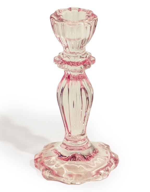 Set of 6 Pink Classic Glass Candle Holders