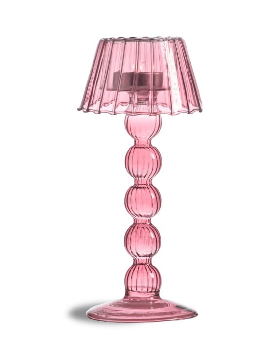Red/Pink Multi Ball Lamp-Style Glass Tealight Holder