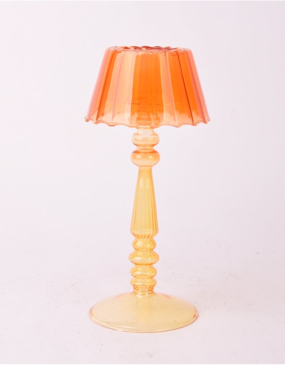 Amber Lamp-Style Glass Tealight Holder