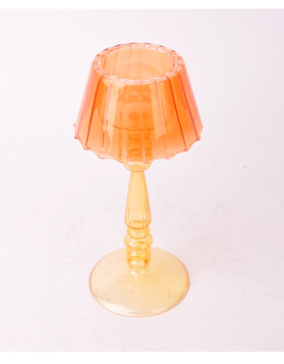 Amber Lamp-Style Glass Tealight Holder