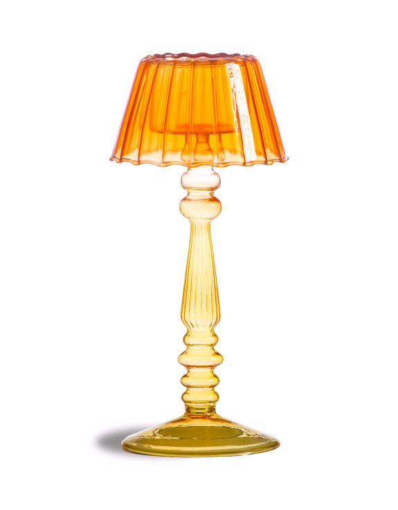 Orange/Yellow Lamp-Style Glass Tealight Holder