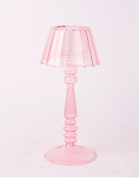 Light Pink Lamp-Style Glass Tealight Holder