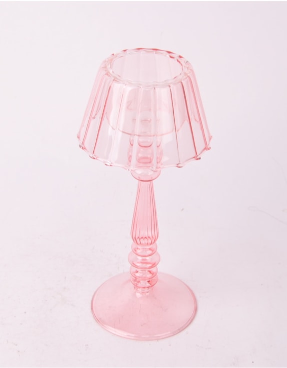 Light Pink Lamp-Style Glass Tealight Holder