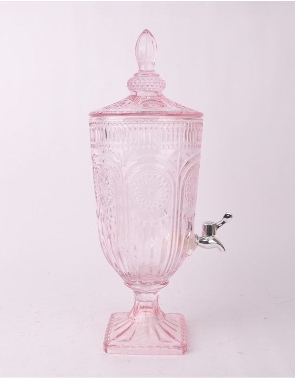 Pink Patterned Glass Drinks Server
