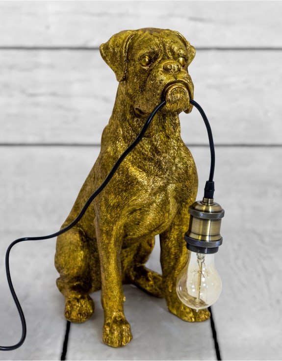 Antique Gold Dog Table Lamp