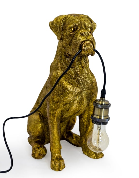 Antique Gold Dog Table Lamp