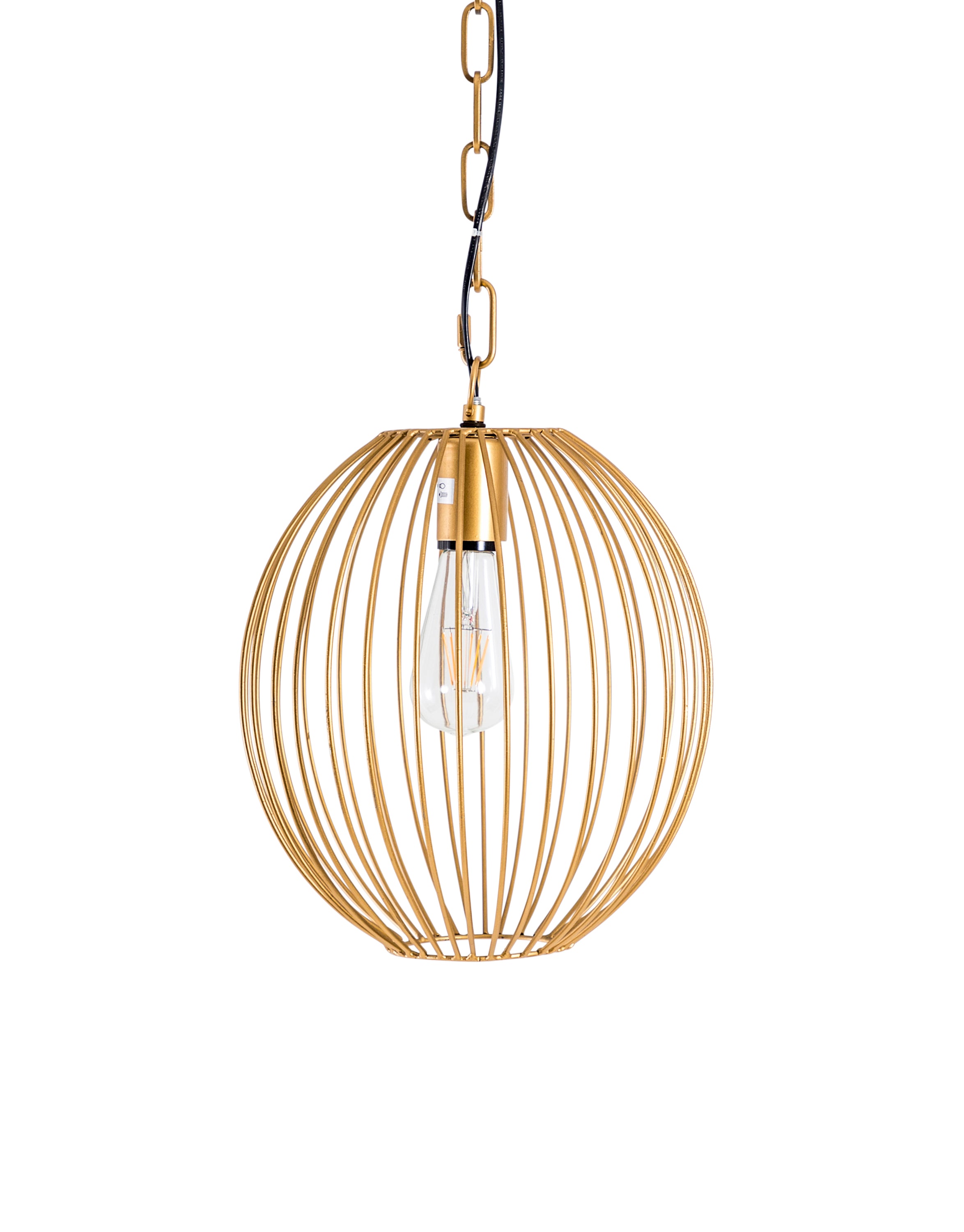 Medium Gold Wire Sphere Ceiling Pendant