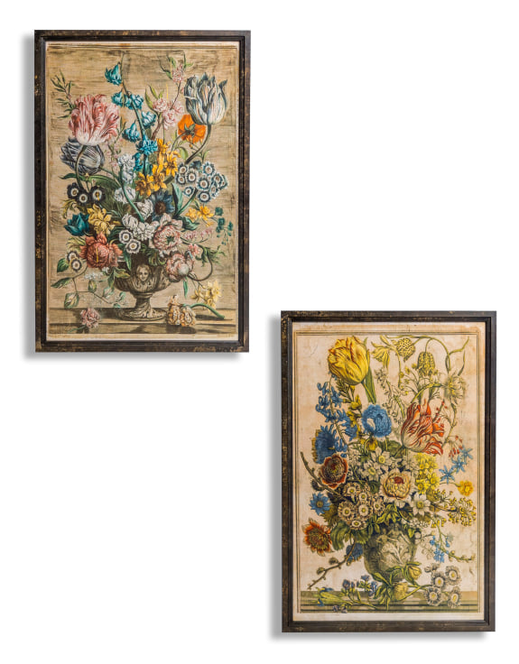 Set of 2 framed vintage floral wall art