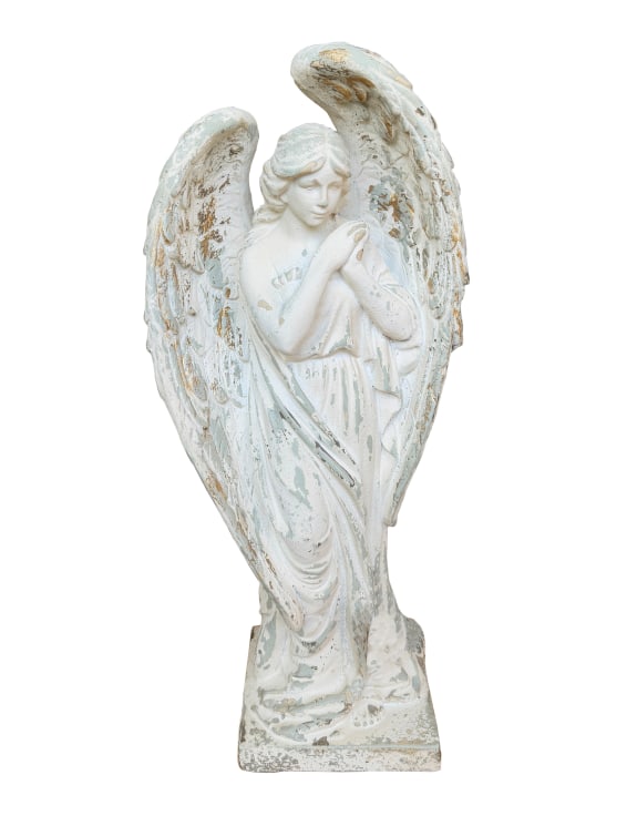 Large Antiqued White Angel Ornament / Figure