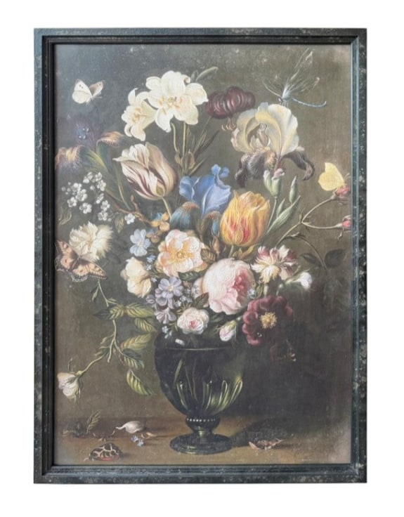 Set of 2 Antiqued Boho Floral Bouquet Wall Prints