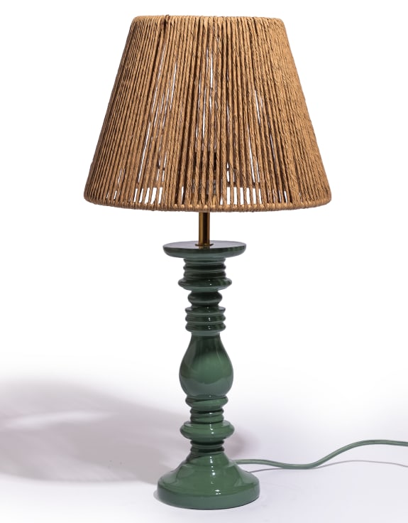 Green Table lamp with natural shade