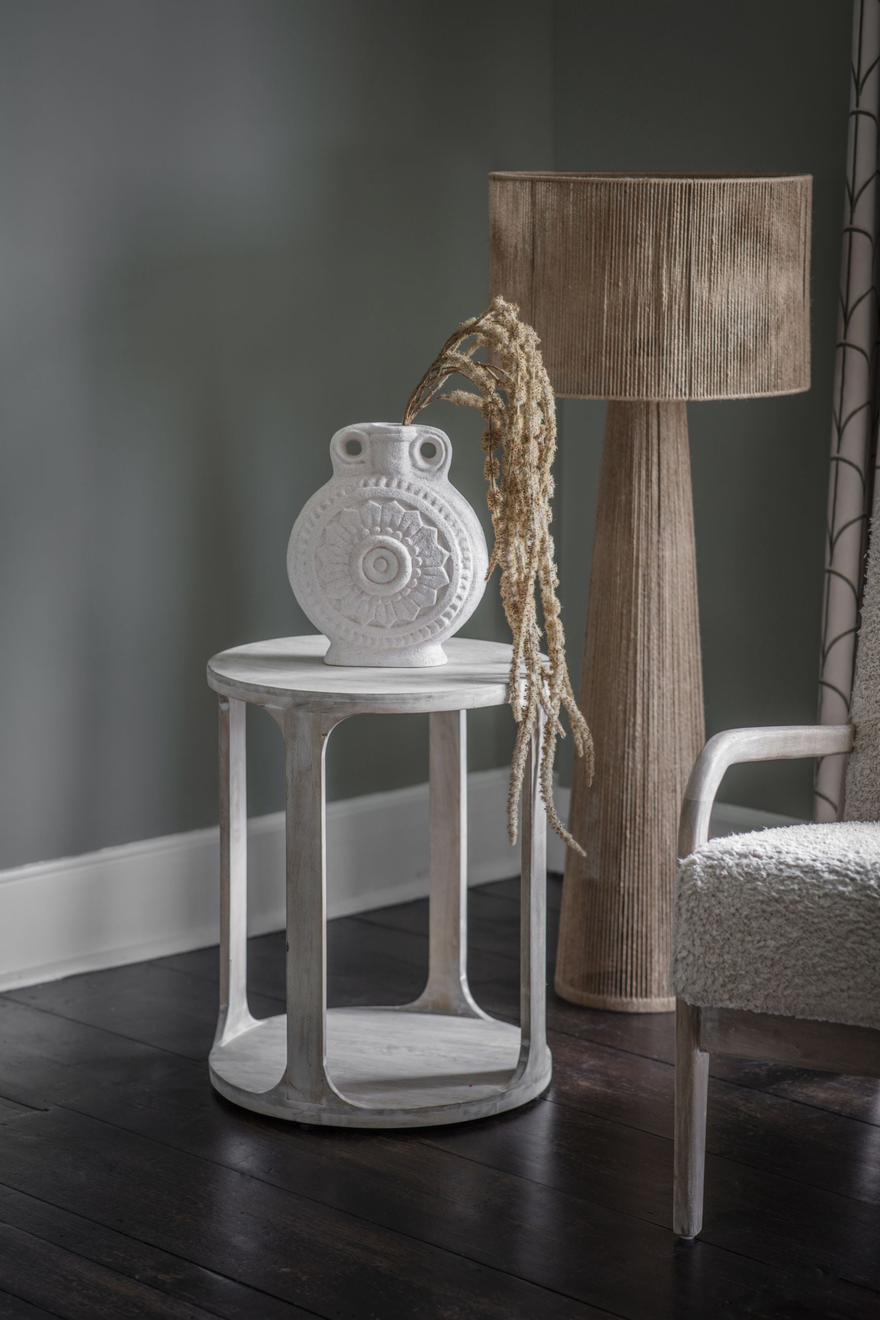 Brushed Sand Textured Finish Vase with Handles