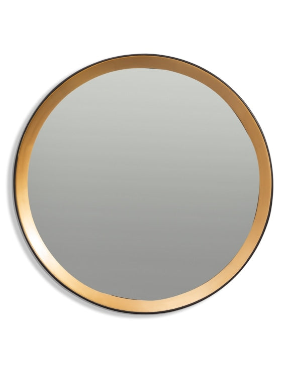 Large Round Black & Gold Deep-Framed Belgravia Wall Mirror