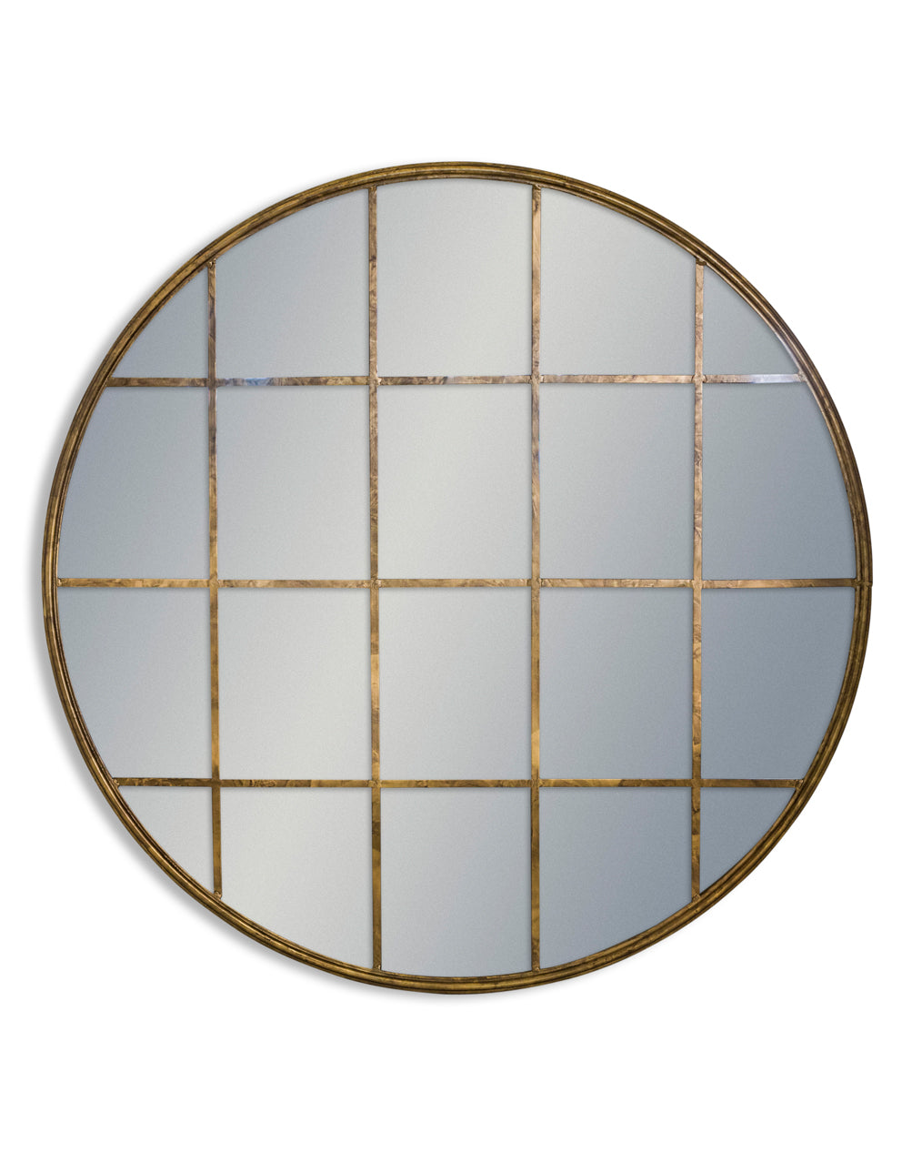 Large Antique Gold Round Metal Window Mirror
