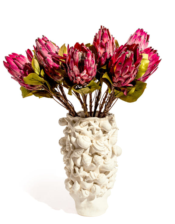 Large Sea Shell Sand-White Ceramic Vase