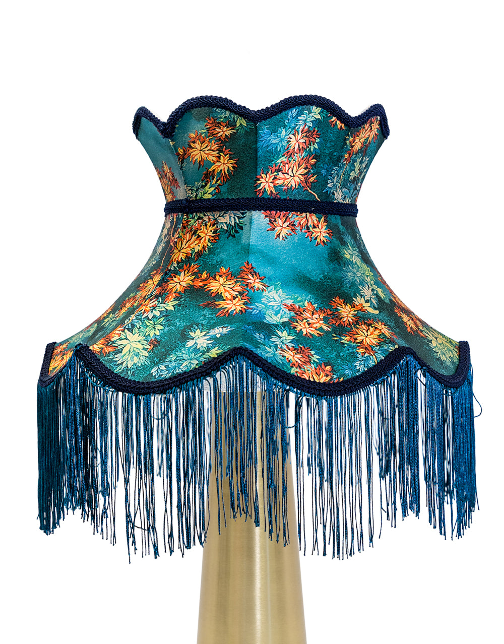 Floral Design Tall Blue Frilled Lampshade