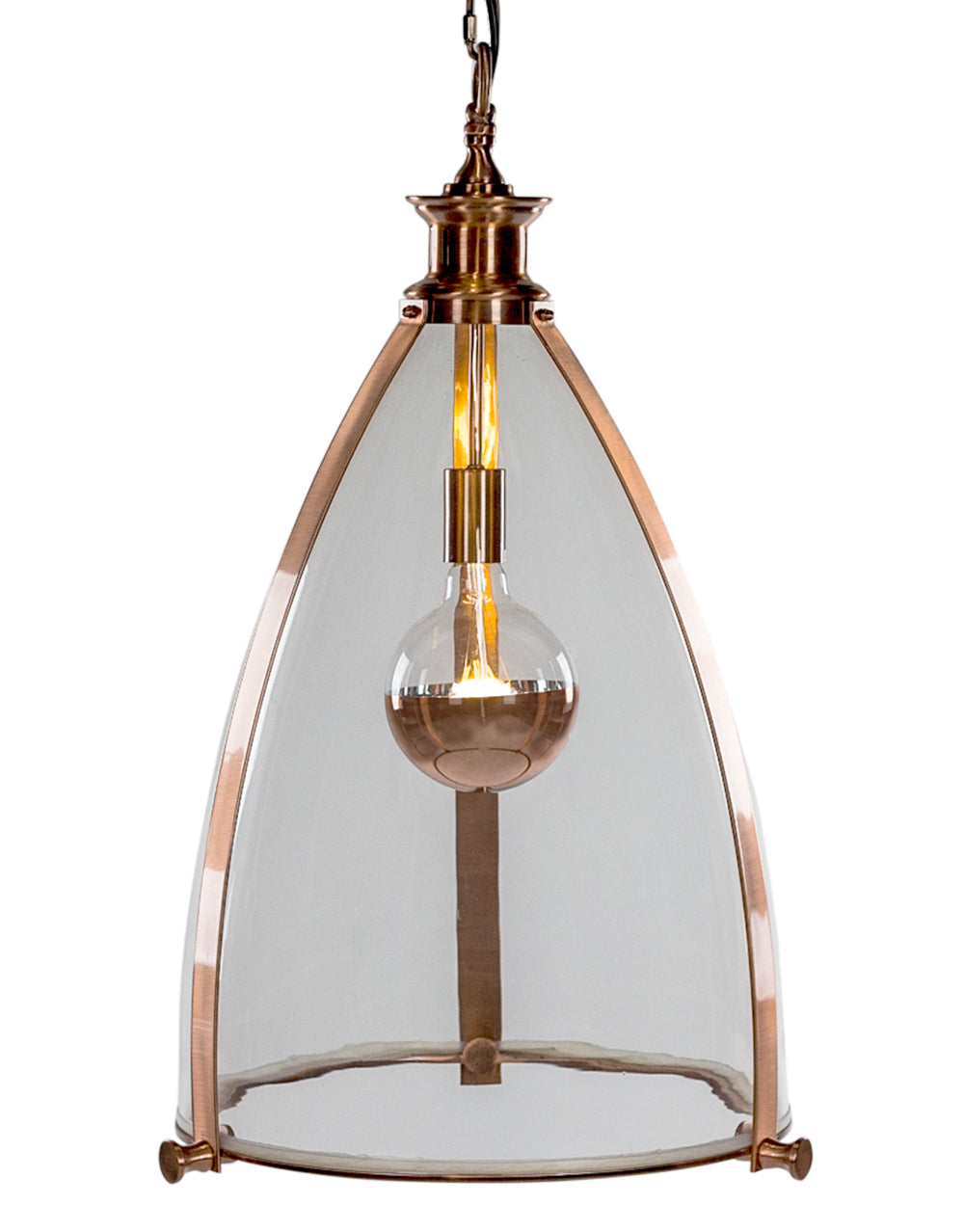 Copper & Glass Large Lantern Ceiling Light