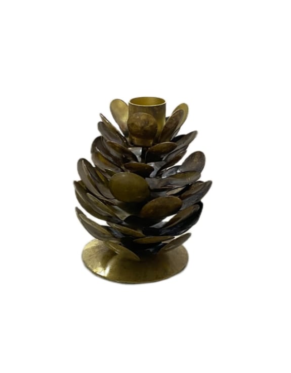 Decorative candle holder shaped like a pine cone