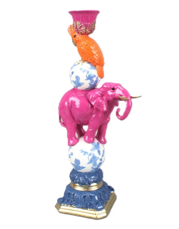 Elephant & Cockatoo Ornate Circus Stack Candle Holder