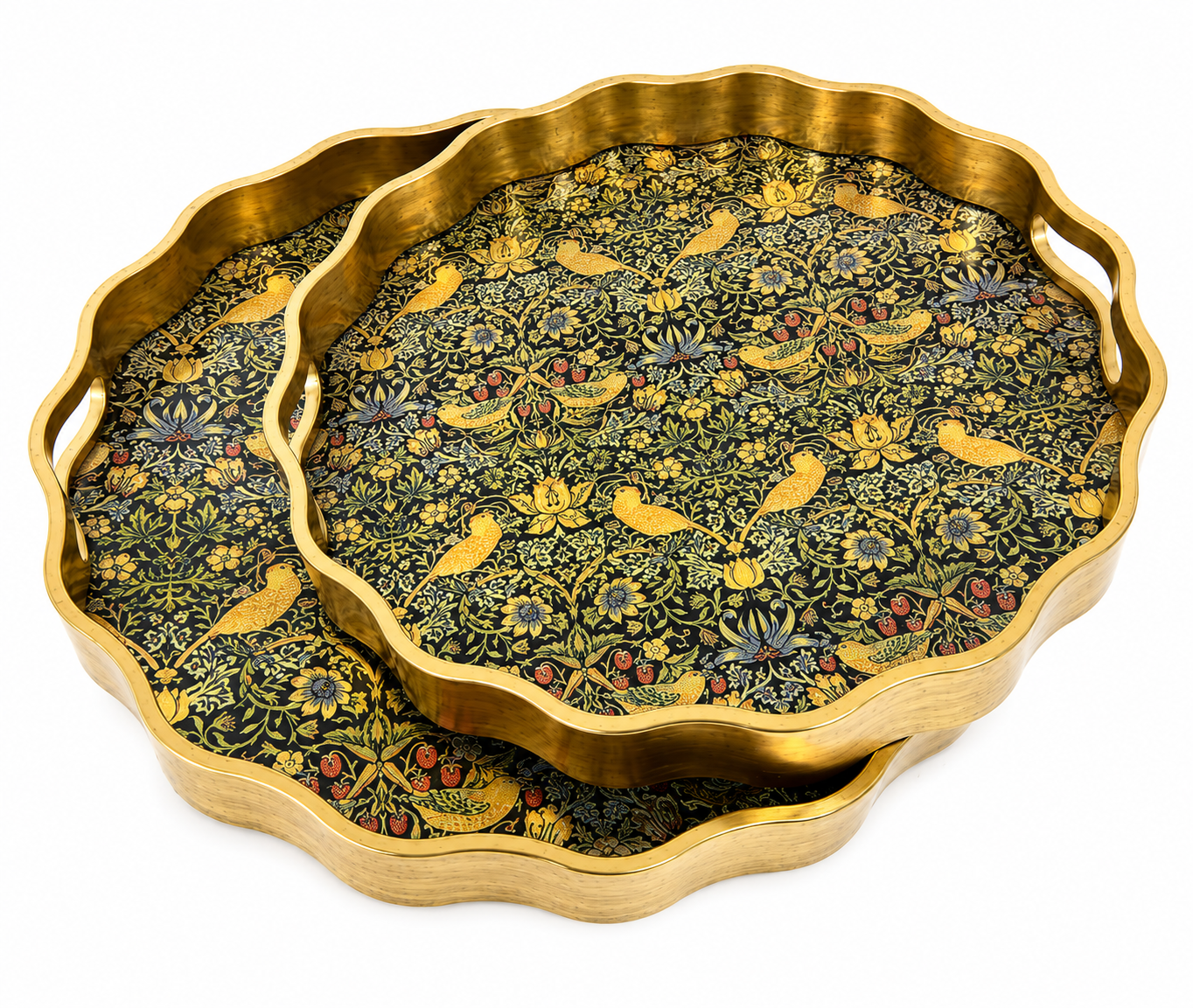 Decorative tray with floral and bird pattern 