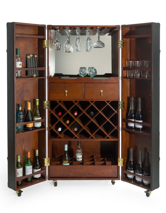 Leather brown and black drinks cabinet