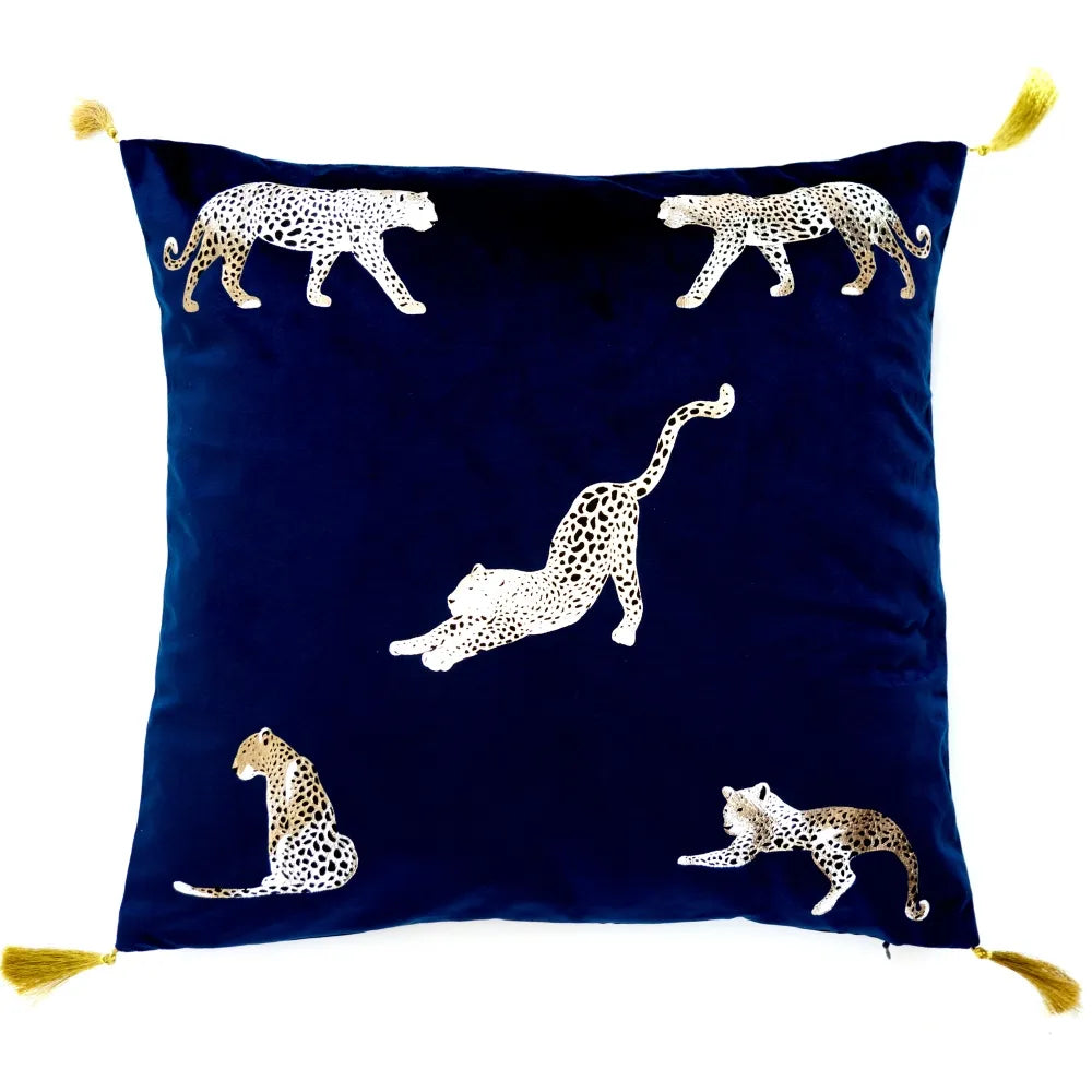 Set of 2 Feline Navy Cushions